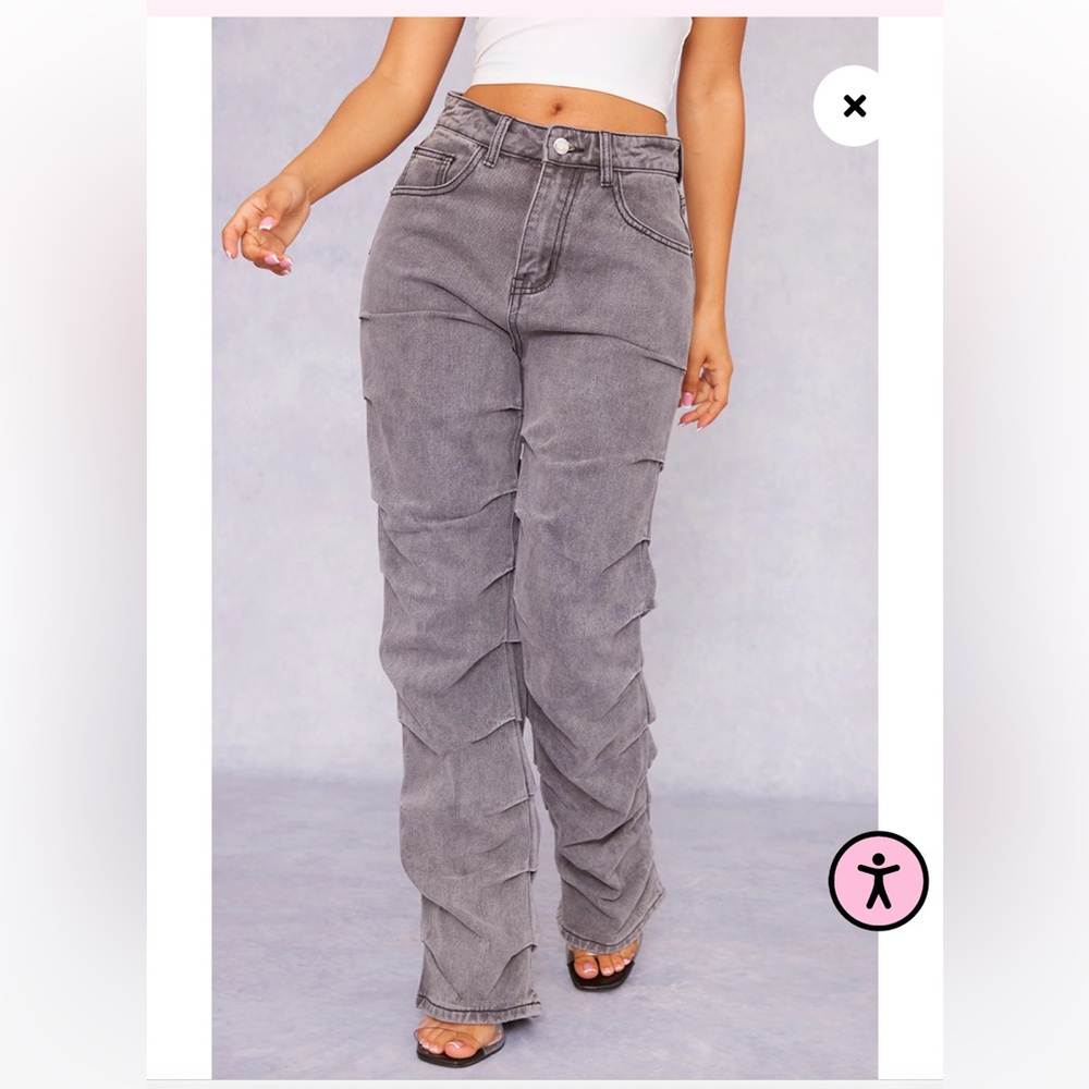 Ruched jeans washed grey